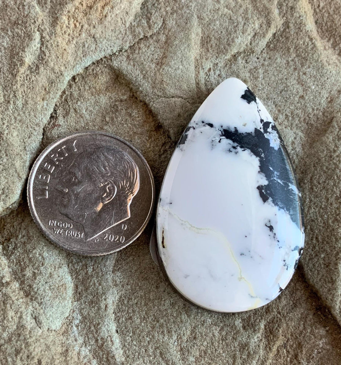 Beautiful Natural White Buffalo Large Teardrop Cabochon