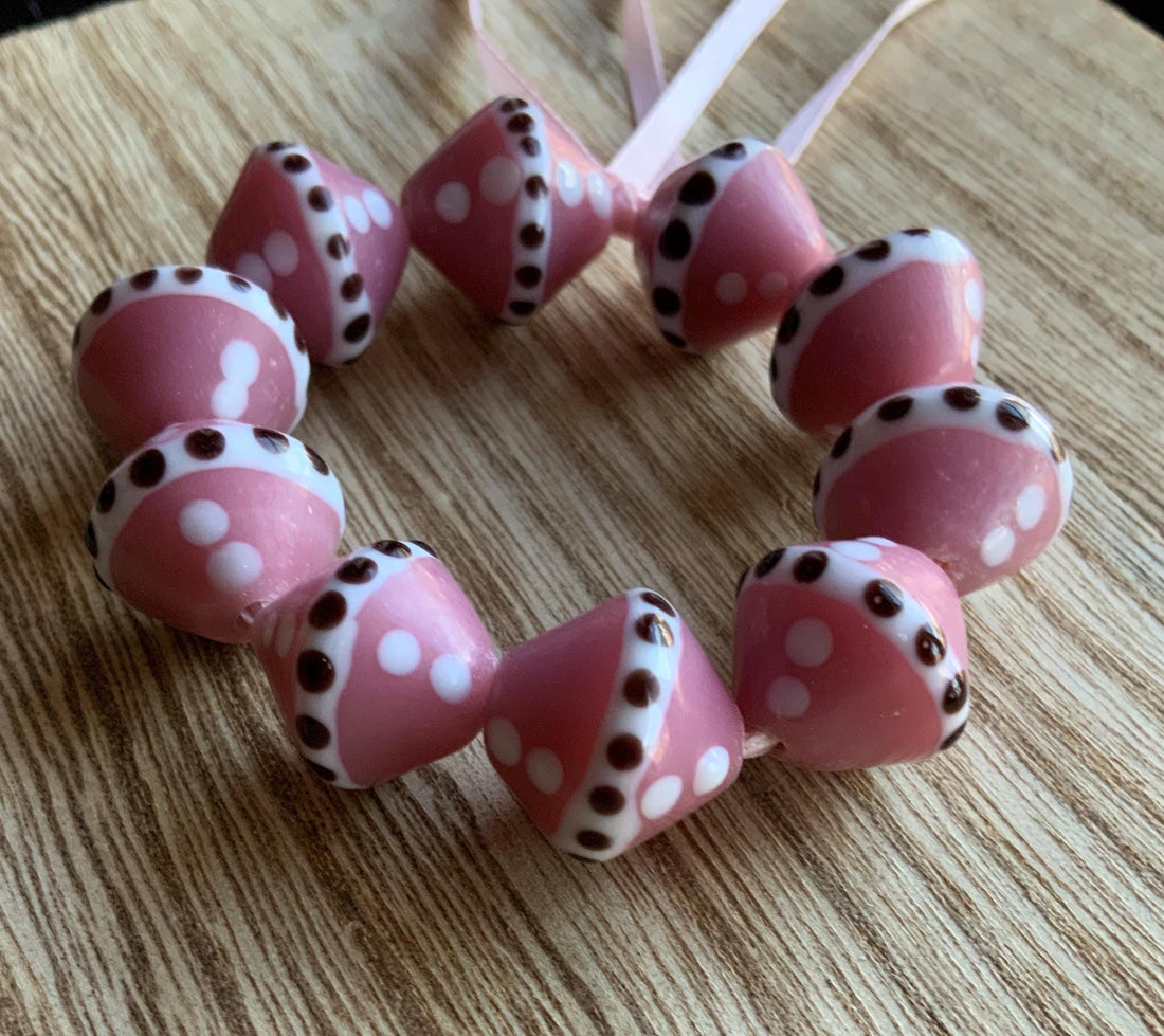 Beautiful Handcrafted Pink Matte Handcrafted Lampwork Beads