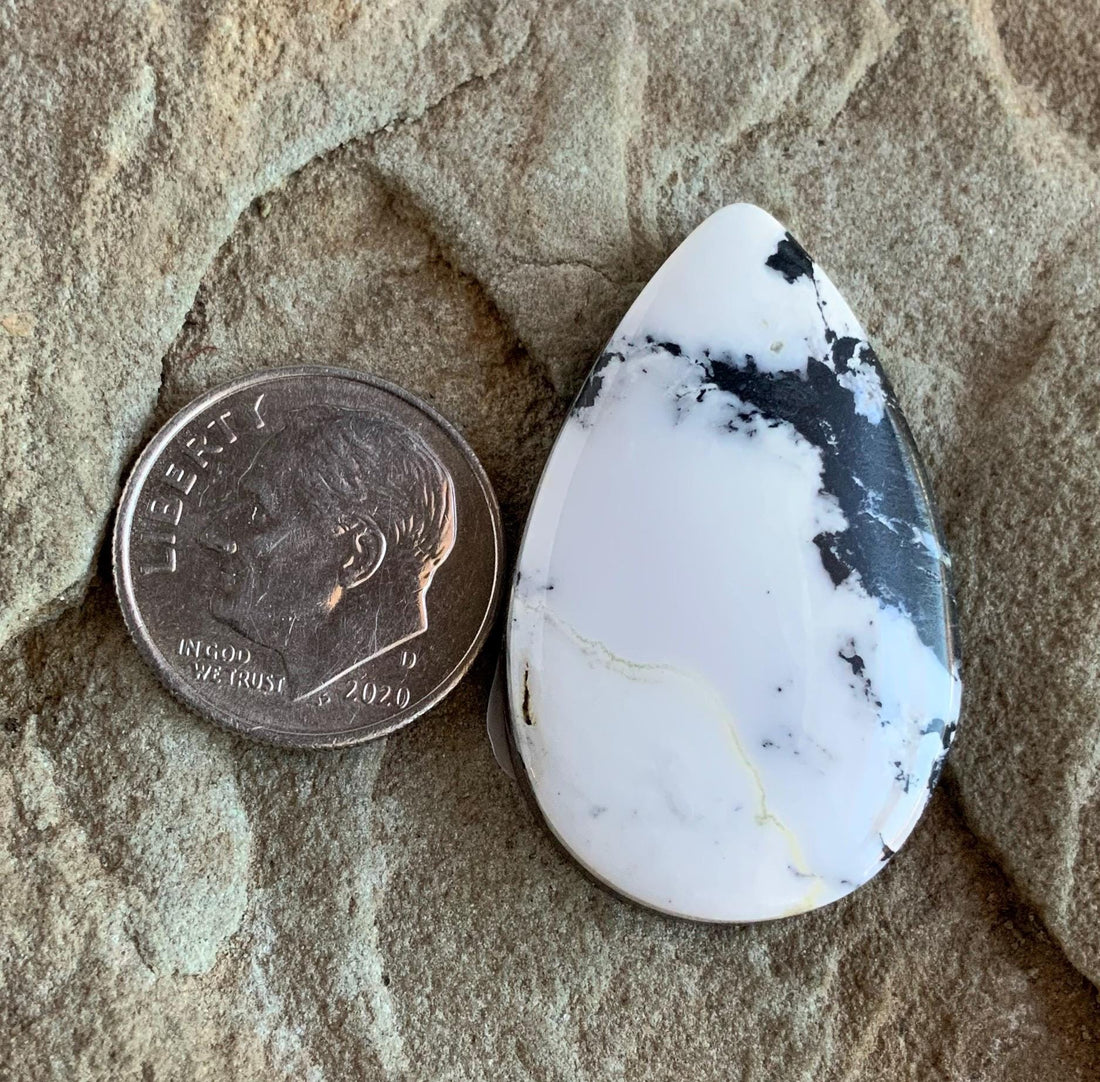 Beautiful Natural White Buffalo Large Teardrop Cabochon
