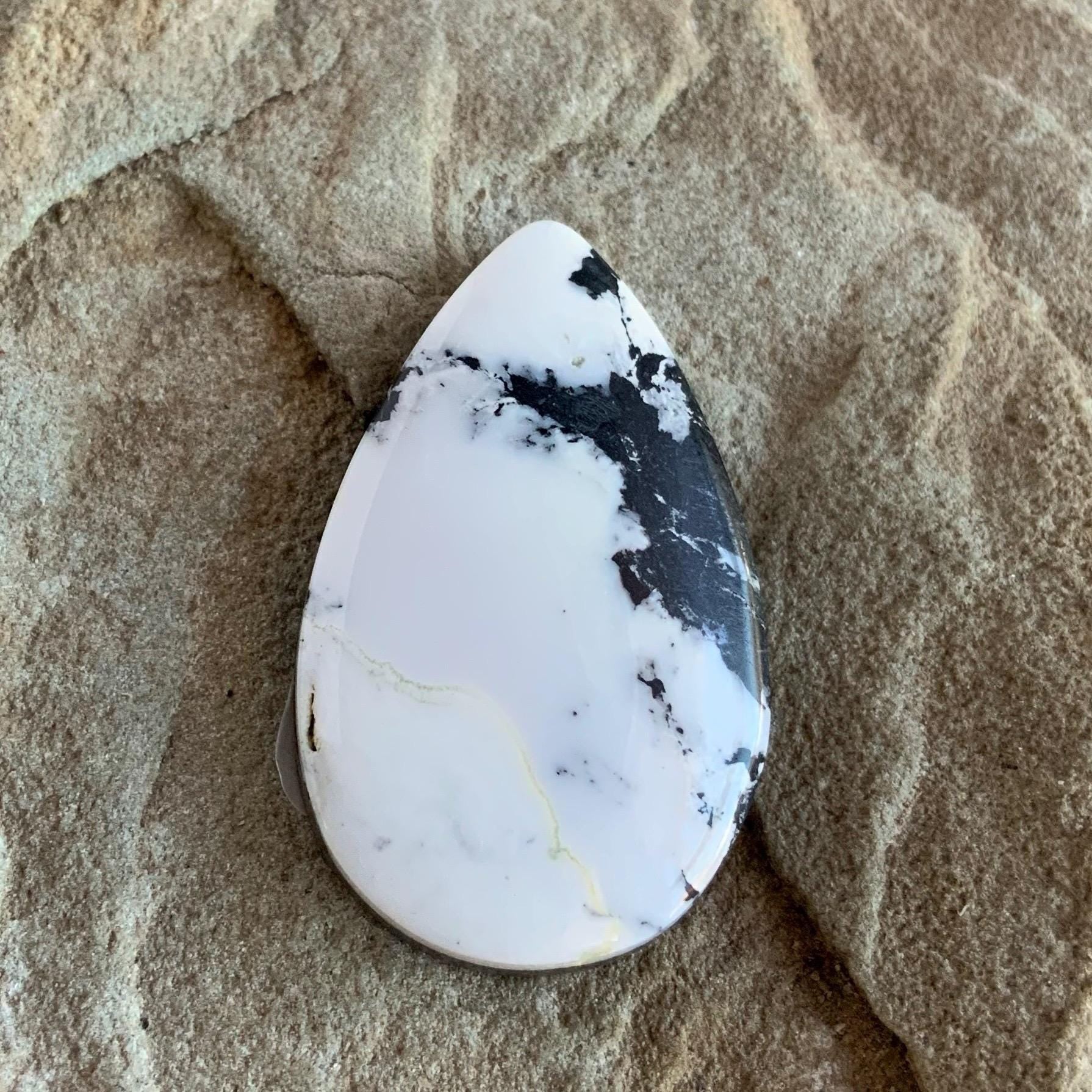 Beautiful Natural White Buffalo Large Teardrop Cabochon